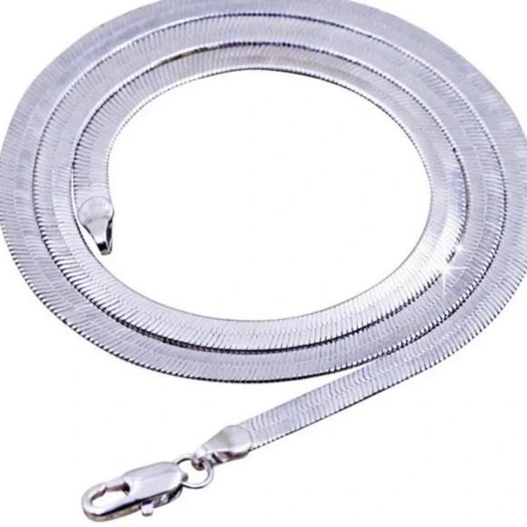 NEW “20” 925 STERLING SILVER SNAKE FLATE NECKLACE - Picture 2 of 7